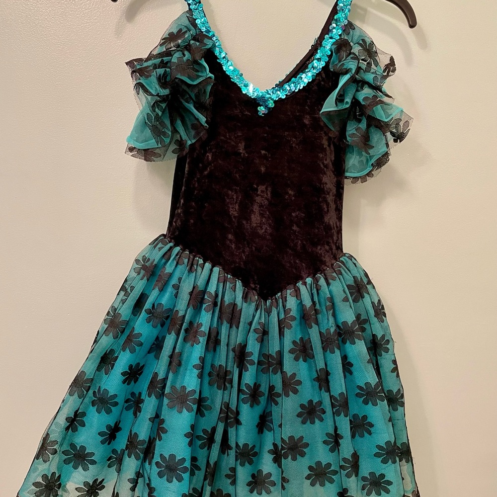Ballet dance costume, black & teal
